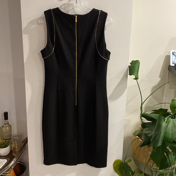 CALVIN KLEIN black shift dress gold zipper detail trim 10 - Picture 3 of 4